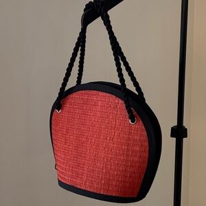 Baskets Of Cambodia Woven Bamboo Purse Red